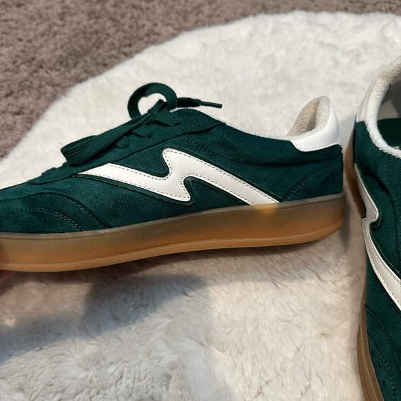 Madden Girl Green Suede Retro Sneakers with White Accents - Picture 5 of 6